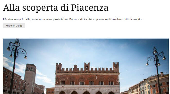 L'articolo dedicato a Piacenza sul sito della guida Michelin