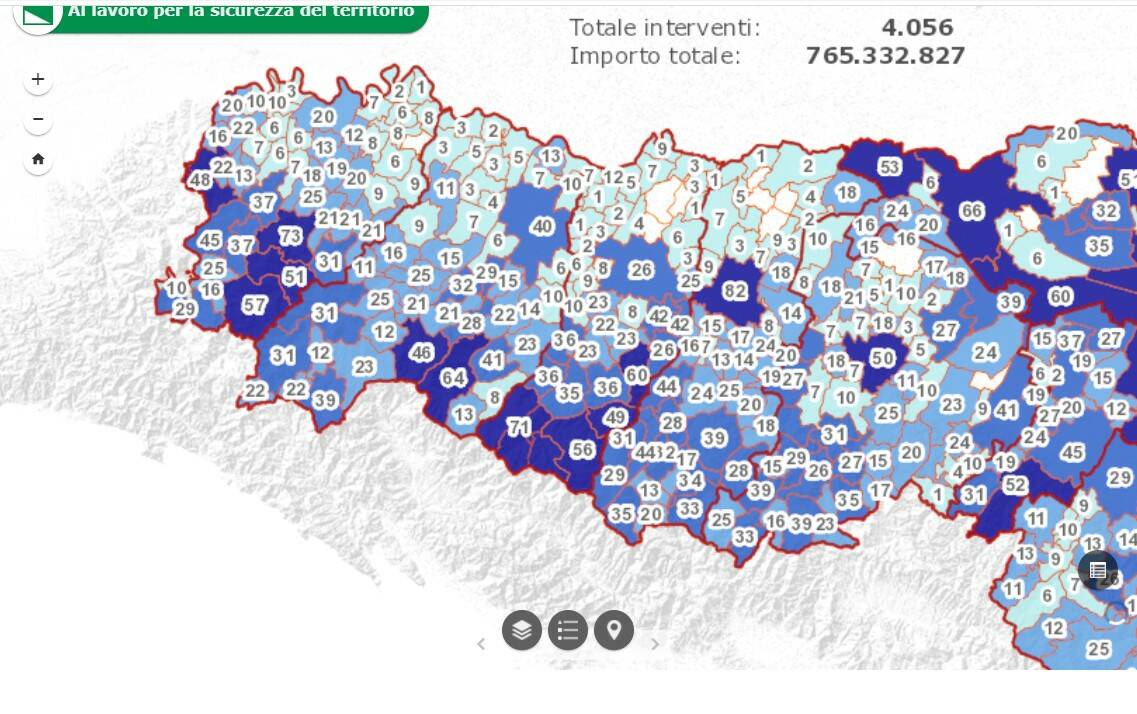 Mappa cantieri regione