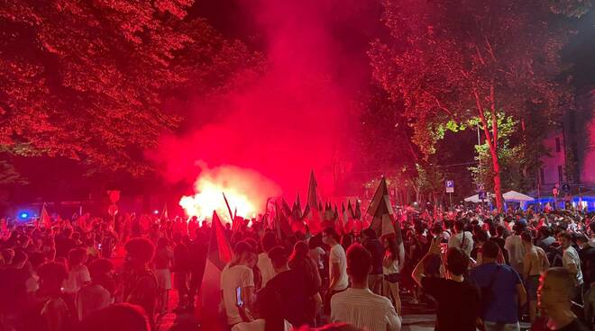 Festa azzurra in centro a Piacenza